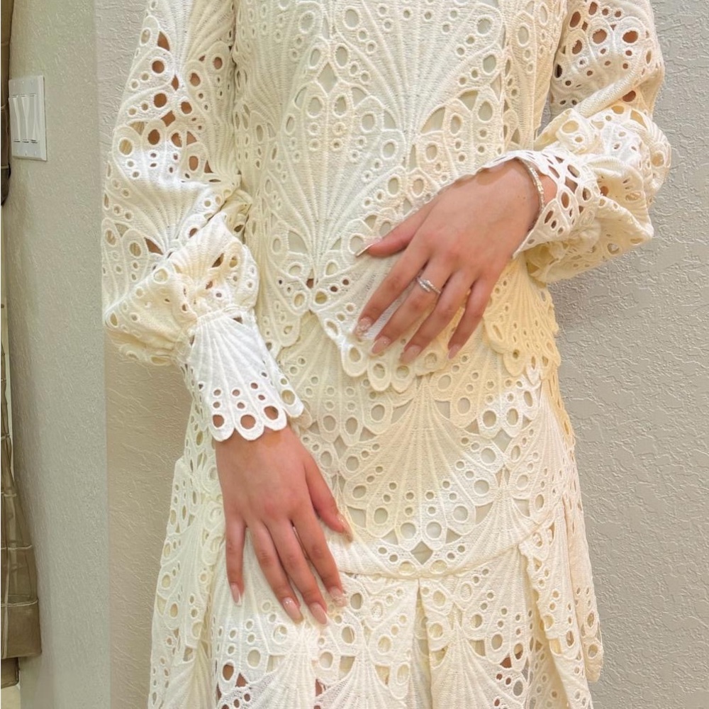 Set Broderie Anglaise Mini Skirt and Top Size L